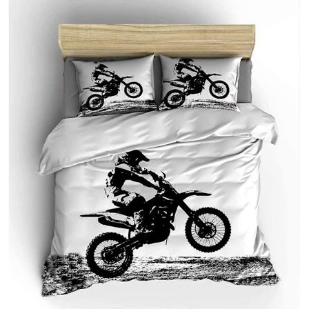 3D Racing Motorsykkel Motocross Sengetøy Dirt Bike Xtreme Sports 2-delt Dynetrekksett, Silhuettbilde Menn Tenåringer Gutter Barn Barn Dynetrekk Seng