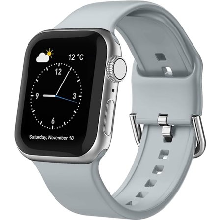 Apple Watch-armband i mjukt silikon, sportarmband, ersättningsarmband, lämpligt för hela Iwatch-serien (ljusgrå 42/44/45 mm)