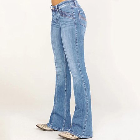 Dame jeans med lav utsving Trenchy jeans Bell Bottoms lyseblå