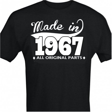 Svart T-shirt med design - Made in 1967 - All original parts