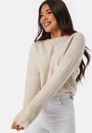 SELECTED FEMME Slflulu LS Knit O-Neck Beige XXL Beige Hverdagsgensere Dam