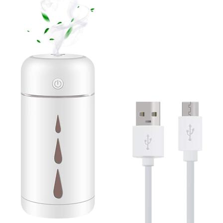 285ML Mini Bärbar USB-Bilfuktare Ultraljuds-tyst Vit