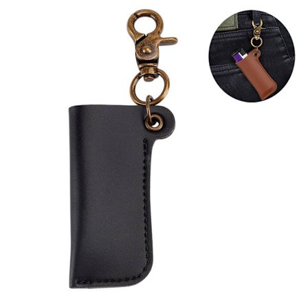 Vintage Kannettava Sytyttimen Kotelo BIC Vakio Koko Avaimenperällä ja Vyöklipsillä - Musta Vaihtoehto - 1 pakkaus