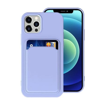 Iphone 12/12 Pro Silikonskal Med Korthållare - Lila Lila