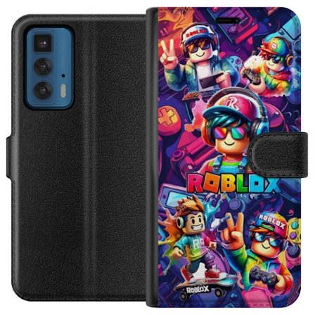 Kompatibelt Lommeboketui til Motorola Motorola Edge 20 Pro Fargerikt Roblox-spillgruppe med hodetelefoner, kontrollere og neonfarger perfekt for barn