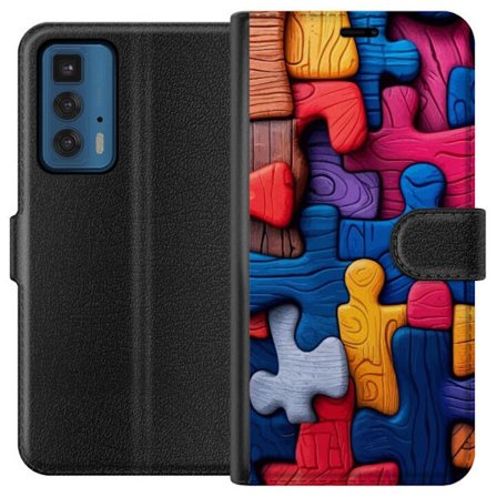 Yhteensopiva Lompakkokotelo Motorola Motorola Edge 20 Pro Leikkisä kuvitus Stitchin kanssa vaaleanpunaisissa omenoissa pehmeässä pastellidesignissa