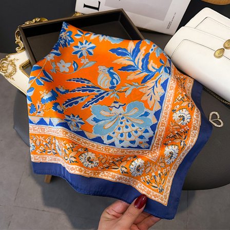 Skjerf for kvinner, Vakkert dameskjerf oransje, Stilig dameskjerf oransje, Skjerf, Sjal, Firkantet