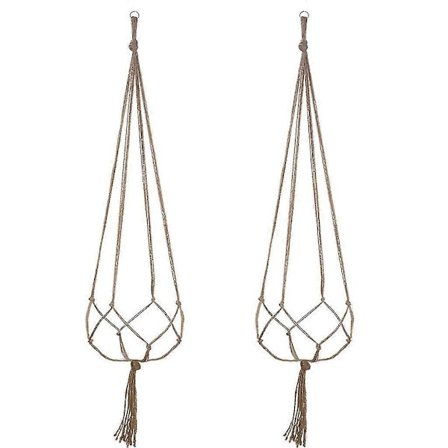 Makramee-amppelit roikkuvaan koriin, roikkuva kukkateline, boheemi sisustus