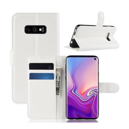 Samsung Galaxy S10e litchi skin læder flip etui - Hvid White