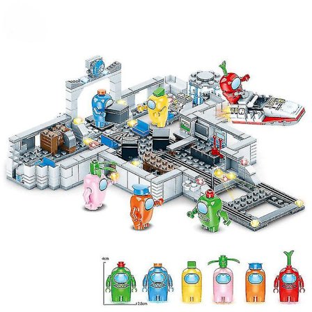Timubike 528pcs Amongs Game Space Combat Base Capsule Alien Building Blocks Docka Modell Tegelstenar Barnpaket Present till barn