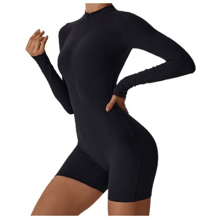 Långärmad dam med dragkedja One Piece Shorts