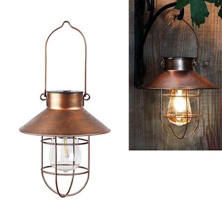 Solcellslampa för utomhus, hängande, metall, sollampa