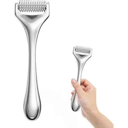 Metal Microneedle Roller - sølvlegering manuel ansigts- og krops-derma roller til hudreparation og anti-rynker