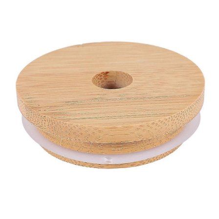 Bambu Burk Lock Med Sugrör Hål Återanvändbara Burk Lock Läckagesäkra Glas Konserverings Dricks Förvaringsburkar Ca