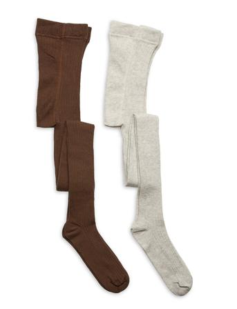 Stocking - Solid Rib 2-Pack Socks & Tights Tights Multi/mønstret Minymo