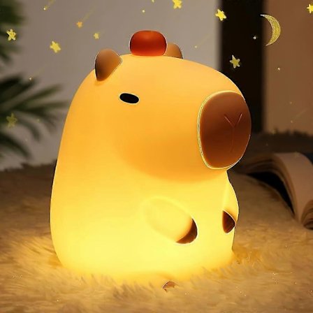 Capybara nattlys for barn, dimbar Capybara nattlys, USB-ladbart Capybara-lampe - Kawaii dyreformet silikonlampe - Gave til barn (FMY)