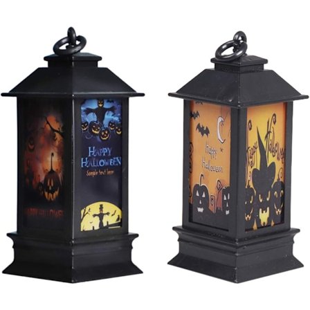 2 kpl Halloween-kynttilälyhtyjä Vintage-koristeellinen riippuvalaisin Halloween-häät pöytäkoristeluun