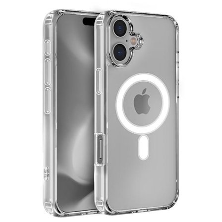 Coque Silikone til iPhone 16 PLUS - Transparent cover med indbygget magnetisk cirkel Phonillico