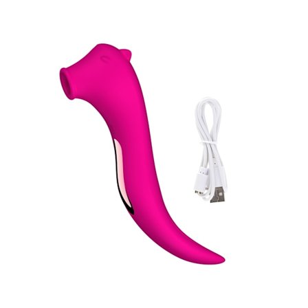 2 i 1 Sugande Massage Vibrator för Kvinnor (Rosröd)