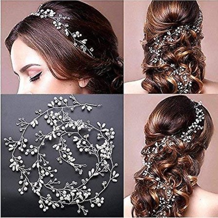 Brudeslør med krystaller, 20 tommer håndlaget krystallperle brudekrone til bryllup og fest