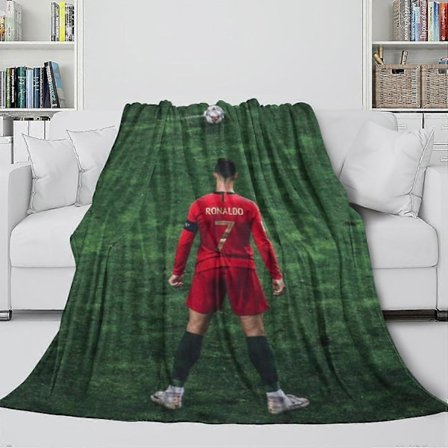 Ronaldo Fleece-tæppe - Blødt Tæppe til Børn, Teenagere og Voksne - Fodbold Anti-Pilling Tæppe til Seng, Sofa, Kontor, Vugge - Julegave Fødselsdag (FMY