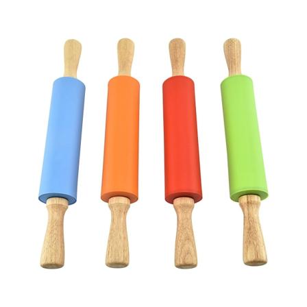 Non-stick silikonkavel med trähandtag för deg bakning 30cm Orange