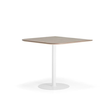 Barbord METRIC, rundade hörn, 1000x1000x900 mm, vit/valnöt