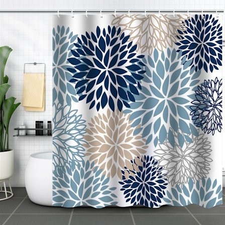 3D digitaltryckt duschdraperi med 12 krokar, 7 färger