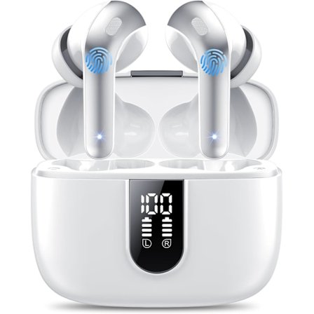 Langattomat nappikuulokkeet, 50 tunnin toistoaika Bluetooth-kuulokkeet, Bluetooth-kuulokkeet 5.3, korvassa 4 ENC-puhelun melunvaimennusmikrofonilla, 