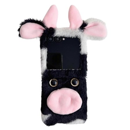 For Motorola Razr 50 Ultra 5G Razr+ 2024 5G Deksel Fluffy Søt Ku Vinter Plysj Indre TPU Telefondeksel