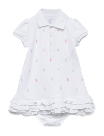Ralph Lauren Baby Ruffled Polo Dress & Bloomer - White - 75-79