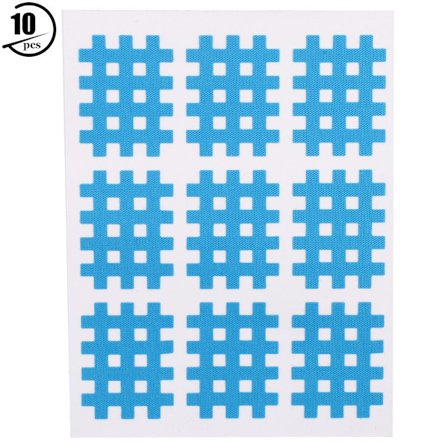 10 stk/pose elastisk spiral kors kinesiologi tape fysioterapi kors tape 74x98mm lyseblå