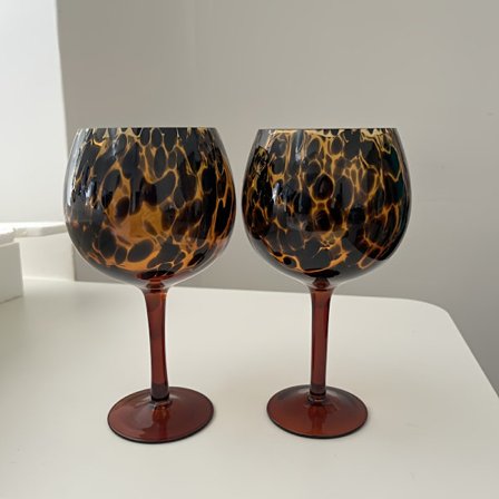 Vintage Leopardmönstrade Vinglas Eleganta Höga Glas Tåligt Glas Hemmabjudningar