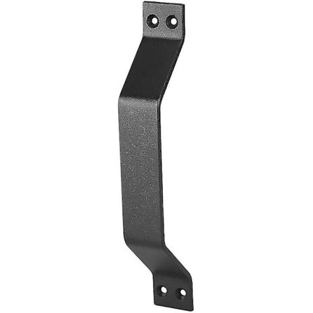 Låsegrep for låvedør i solid karbonstål, tungt, flatt bueformet design, for skyvedører, tre dører, dekorasjon, garasje, carport (svart) (1 stk)