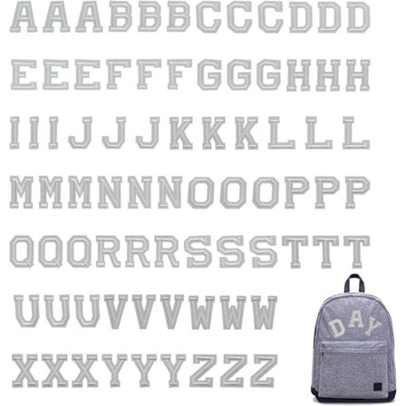 78 stk. strygemærker med bogstaver, broderede alfabetapplikationer