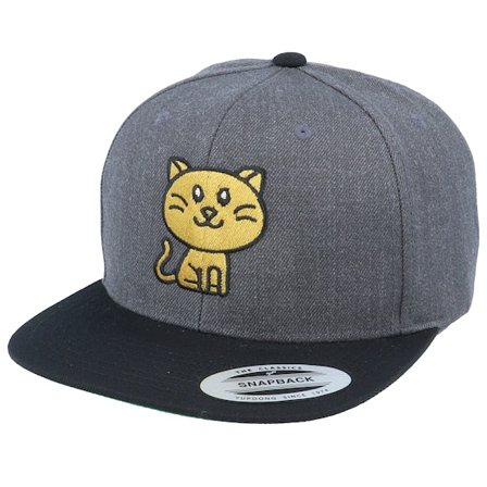 Iconic - Golden Kitty Charcoal Grey/Black Snapback Snapback Grey Cap - @ Hatstore