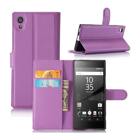 Sony Xperia XA1 litchi fiber läderfodral - Lila