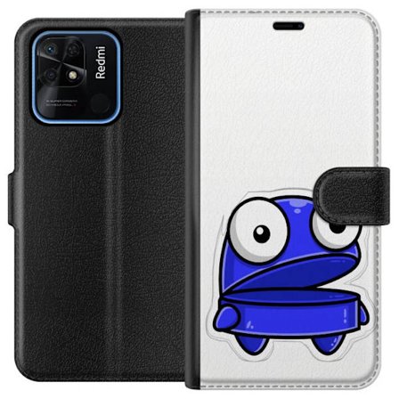 Kompatibel Tegnebogsetui til Xiaomi Xiaomi Redmi 10C Blå tegneseriefigur med åbent udtryk og store øjne i sjov illustration