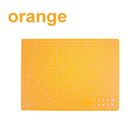 A4 PVC-skjærebrett med rutenett, profesjonell selvhelbredende skjæremåtte, flerbruks for quilting, søm, scrapbooking, DIY-håndverk, oransje