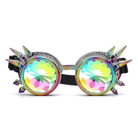 Leverings Kalejdoskop Rave Regnbue Krystal Linser Steampunk Briller