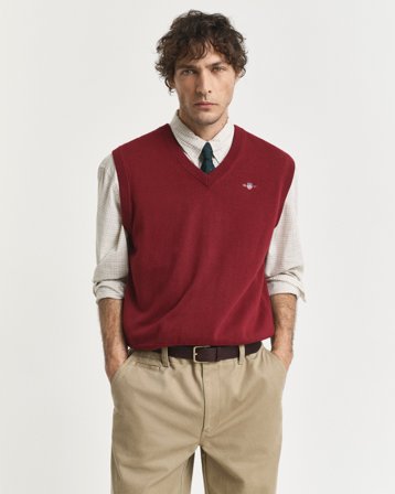 GANT Herren Classic Weste aus Baumwolle (L) Rot