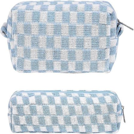 2 stk. ternede kosmetiktasker penalhus bærbar rejse toilettaske ternede penalhuse makeupbørster opbevaringspose papirorganisator