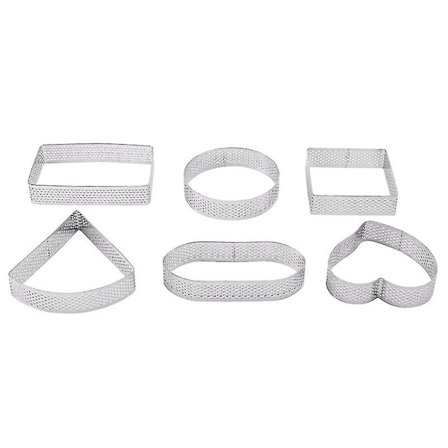 6-pack mindre stål tårtform, -ant perforerad kakform, pannkakstårta form 6