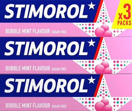 Stimorol Tyggegummi Bubble Mint 3 x 42 g, Helse & Madvarer, Snacks, Tyggegummi