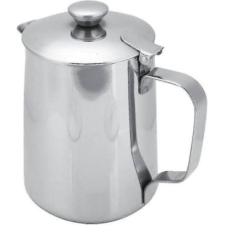 Rustfri stål kande mælkekrus kande med låg til latte kaffe kunst til kontor køkken med H