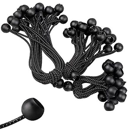 10 stk Gummistrikk med kule, 3 stk x 10 cm + 4 stk x 15 cm + 3