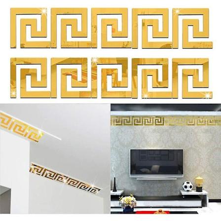 10 stk speil vegg klistremerker flyttbare selvklebende akryl fliser klistremerker kunst diy dekor kontor hjem vegg fotlinje tapet grenser sokkel linje
