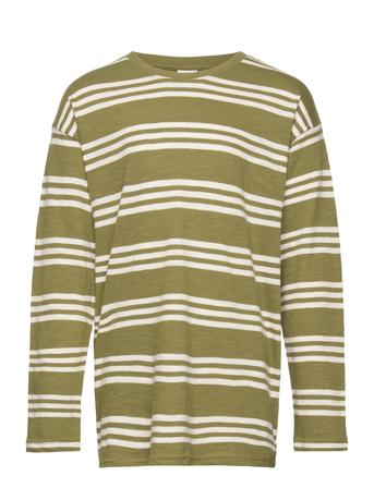 Top Ls Essential Stripe Tops T-shirts Long-sleeved T-shirts Green Lindex