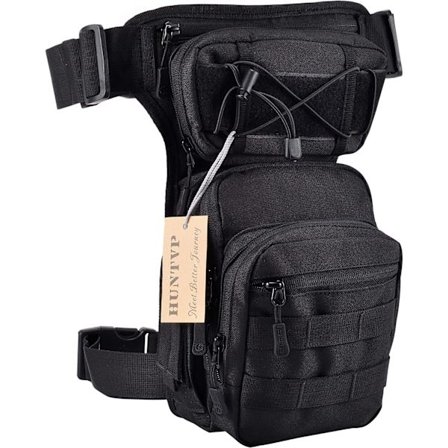 Leg Bag Lårveske Taktisk Militær Molle Multifunksjonsveske for Fotturer Camping Klatring Reise Motorsykkel Sykling Jakt, Svart