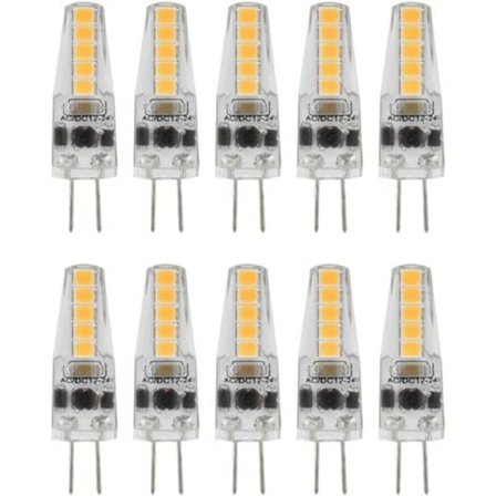 10 stk G4 LED-pærer, 2W 3000K AC 12-24V Dæmpbare pærer til lysekrone Loftlampe Bordlampe Varmt hvid